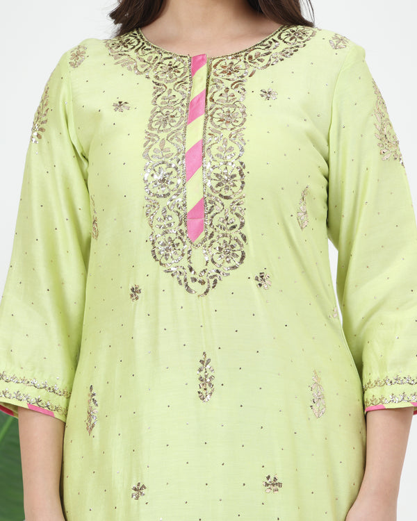Rangreza Mal Chanderi Kurta Farsi Salwar Set