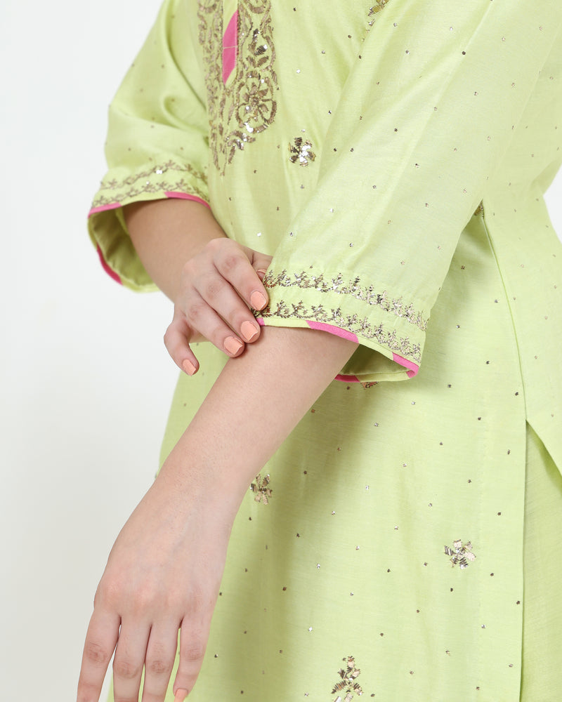 Rangreza Mal Chanderi Kurta Farsi Salwar Set