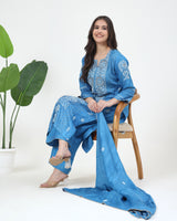 Tussar Silk Kurta 3 Pc Set
