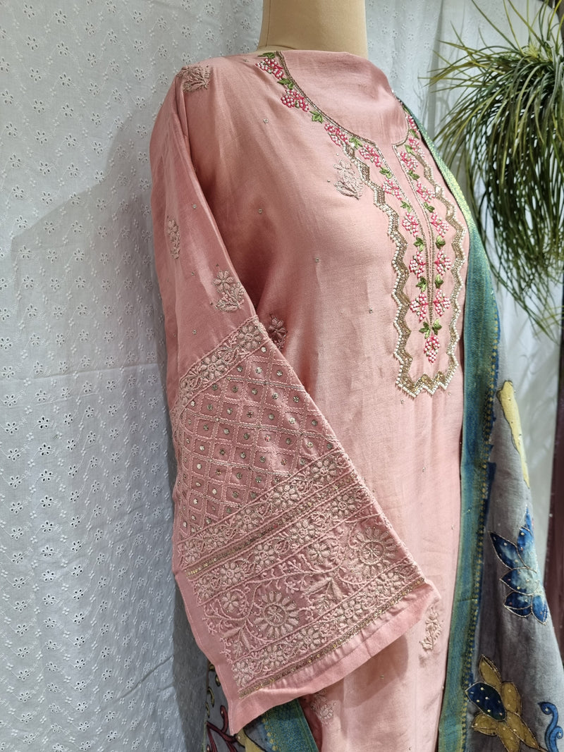 Chanderi Silk 2 Piece Kurta Set