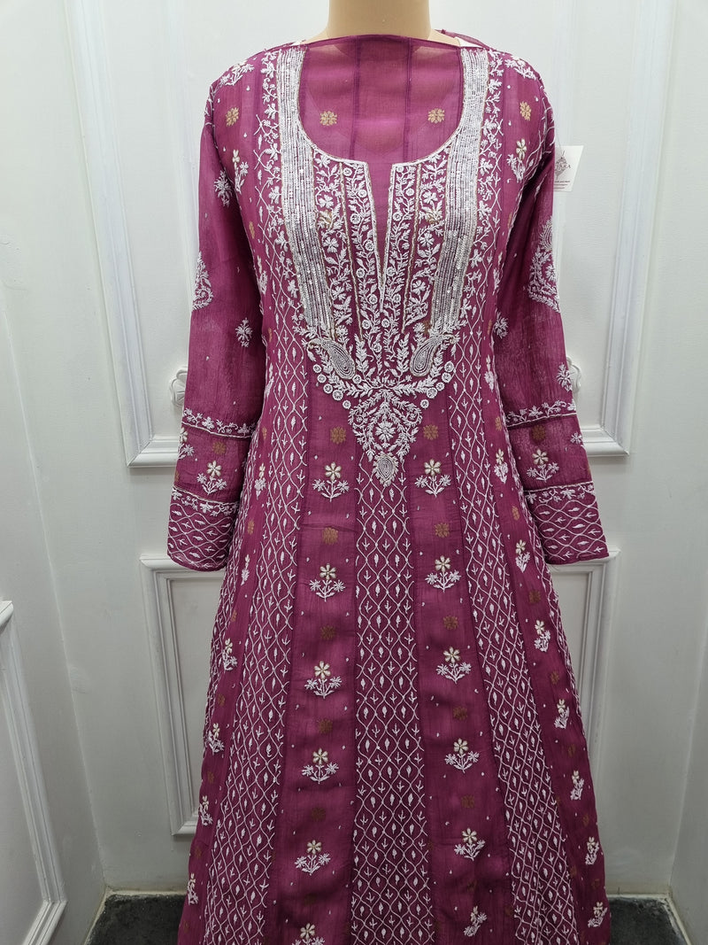 Soft Chanderi Anarkali 2pc - Set