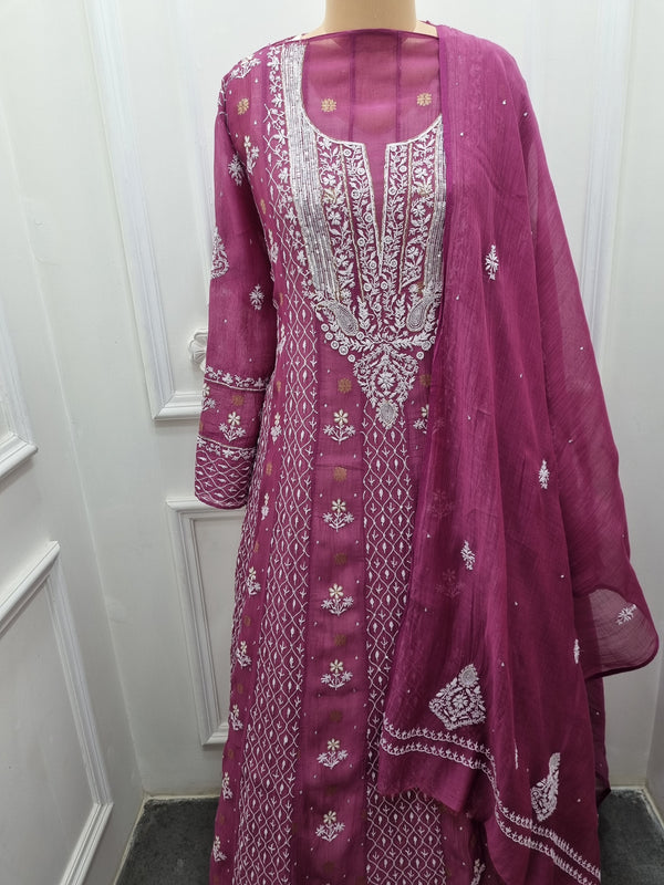 Soft Chanderi Anarkali 2pc - Set