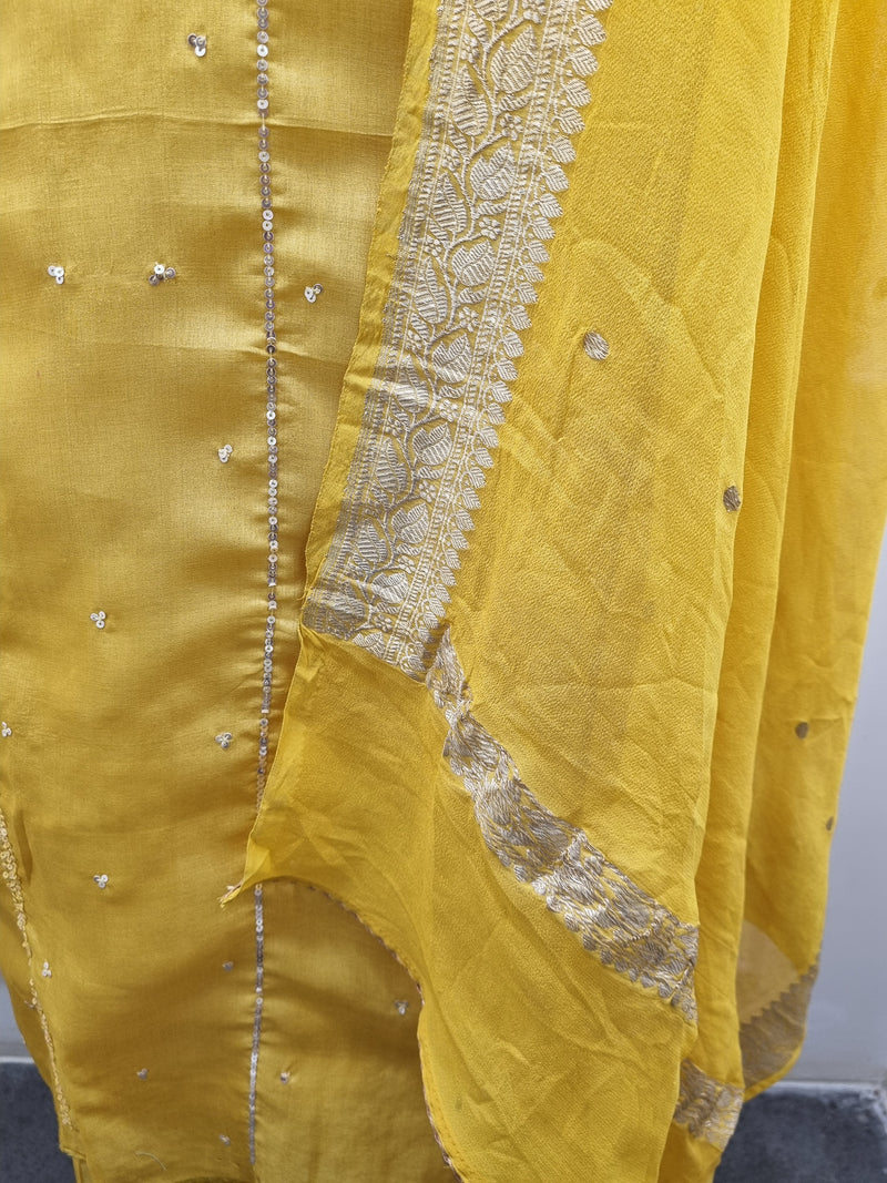 Tussar Silk 2pc Kurta Set - Yellow