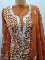 Mal Chanderi 2pc Kurta Set - Orange