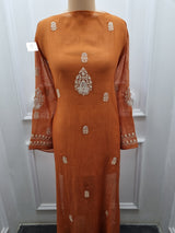 Mal Chanderi 2pc Kurta Set - Orange