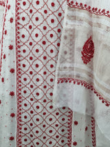 Mal Chanderi 2pc Kurta Set - White