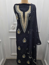Mal Chanderi 2 Pc Set - Black