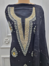 Mal Chanderi 2 Pc Set - Black