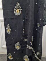 Mal Chanderi 2 Pc Set - Black