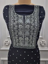 Mal Chanderi 2 Pc Set - Black