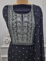 Mal Chanderi 2 Pc Set - Black