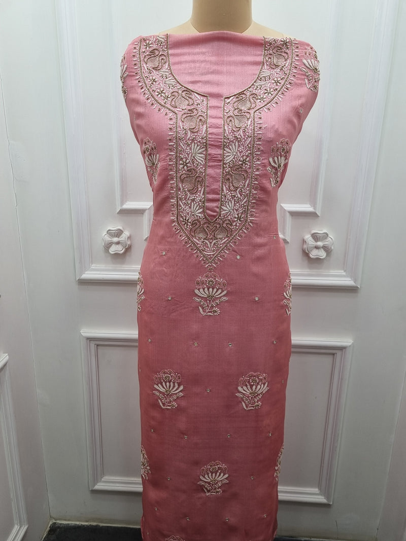 Tussar Silk 2 Pc Set - Pink