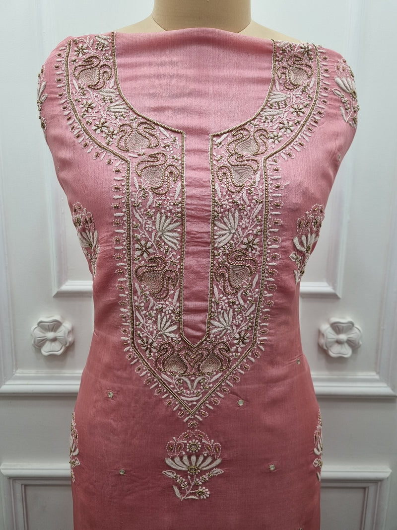 Tussar Silk 2 Pc Set - Pink