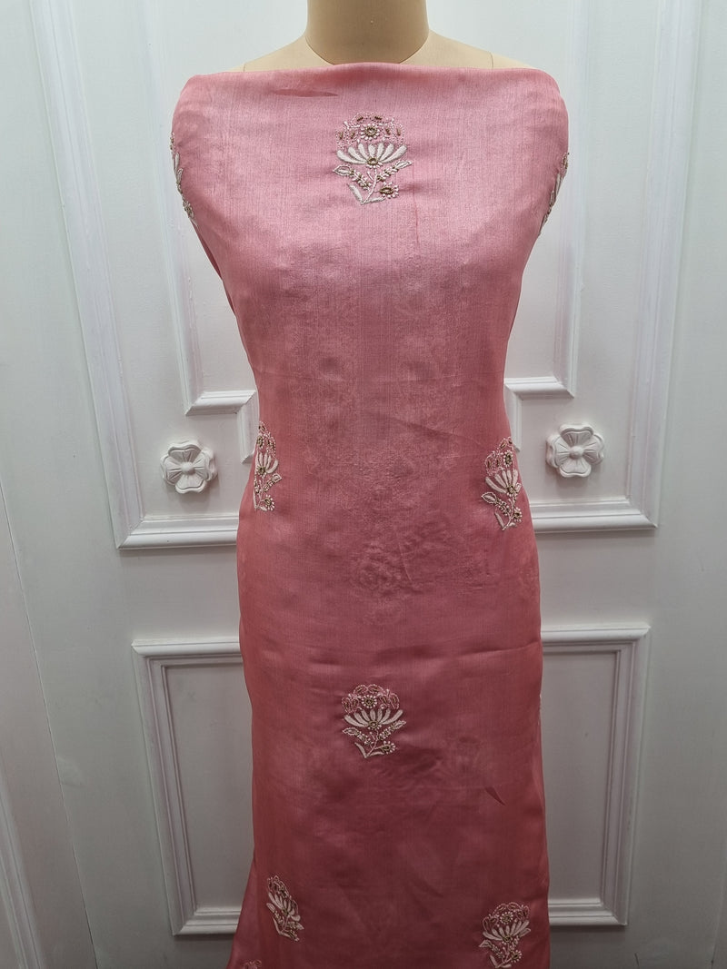Tussar Silk 2 Pc Set - Pink