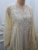 Pure Organza Anarkali 2 Pc Set - Yellow
