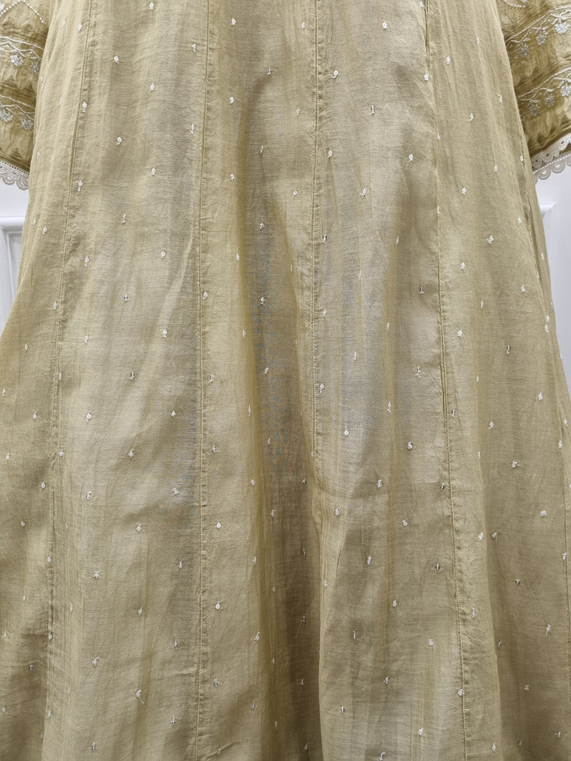 Mal Chanderi Anarkali 2 Pc Set - Green