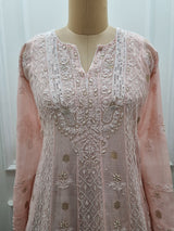 Mal Chanderi Anarkali 2 Pc Set - Pink