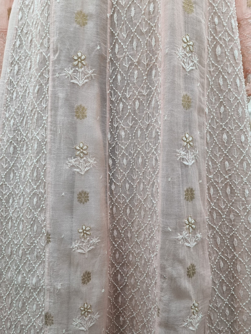Mal Chanderi Anarkali 2 Pc Set - Pink