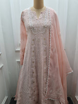 Mal Chanderi Anarkali 2 Pc Set - Pink