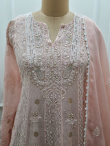 Mal Chanderi Anarkali 2 Pc Set - Pink