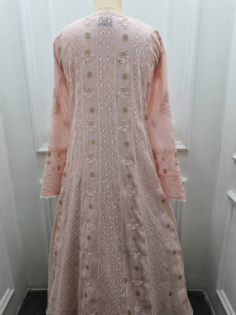 Mal Chanderi Anarkali 2 Pc Set - Pink