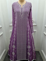 Mal Chanderi Anarkali 2 Pc Set Purpal