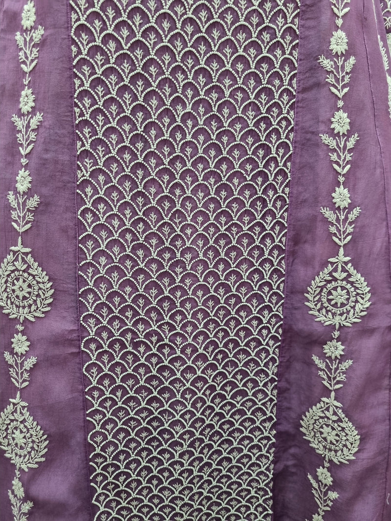 Mal Chanderi Anarkali 2 Pc Set Purpal