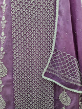 Mal Chanderi Anarkali 2 Pc Set Purpal