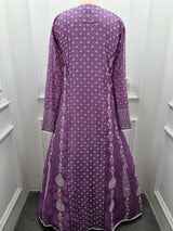 Mal Chanderi Anarkali 2 Pc Set Purpal