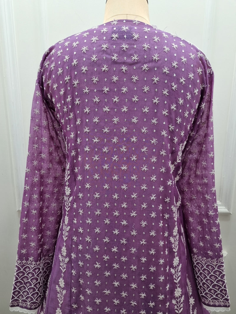 Mal Chanderi Anarkali 2 Pc Set Purpal