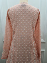 Mal Chanderi Anarkali 2 Pc Set - Peach