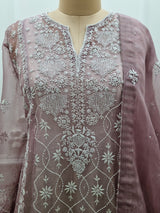 Pure Organza Anarkali 2 Pc Set Brown