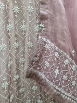 Pure Organza Anarkali 2 Pc Set Brown