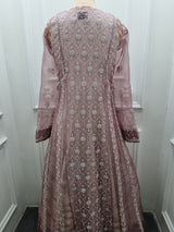 Pure Organza Anarkali 2 Pc Set Brown