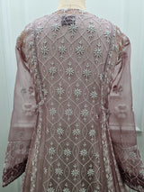 Pure Organza Anarkali 2 Pc Set Brown