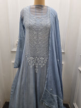 Ciffon Anarkali 2 Pc Set - Blue