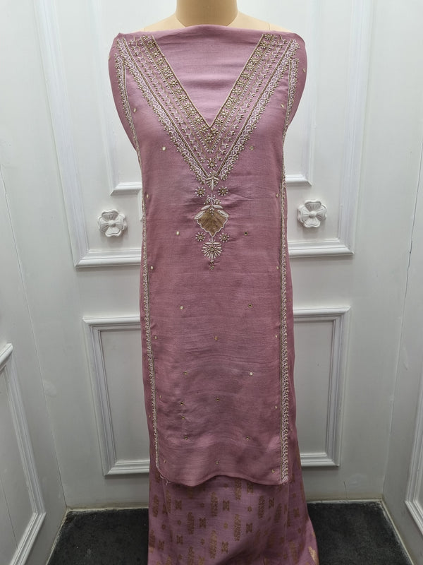 Katan Silk Co-ord 2 Pc Set - Pink