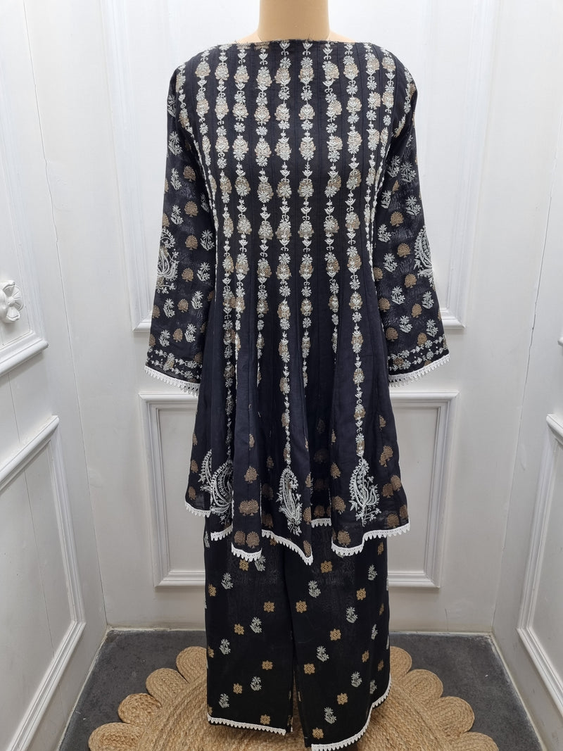Chanderi Silk Co-ord 2 Pc Set - Black