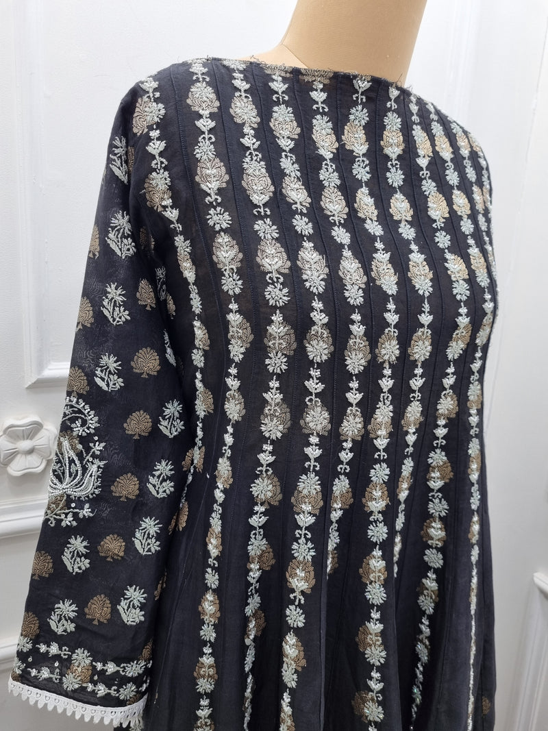 Chanderi Silk Co-ord 2 Pc Set - Black