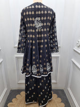 Chanderi Silk Co-ord 2 Pc Set - Black