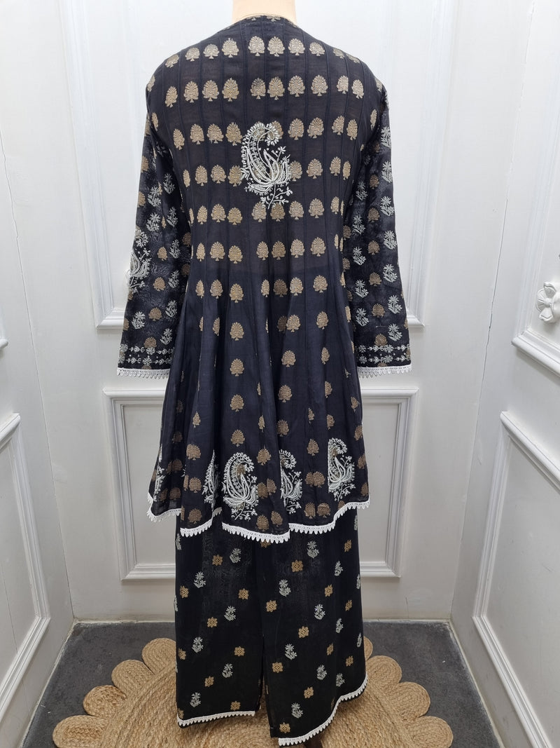 Chanderi Silk Co-ord 2 Pc Set - Black