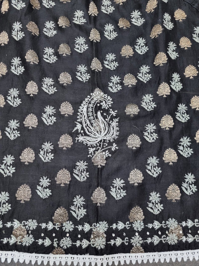 Chanderi Silk Co-ord 2 Pc Set - Black