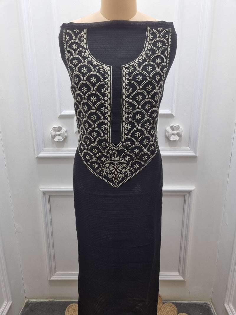 Chanderi Silk 2 Pc Set - Black