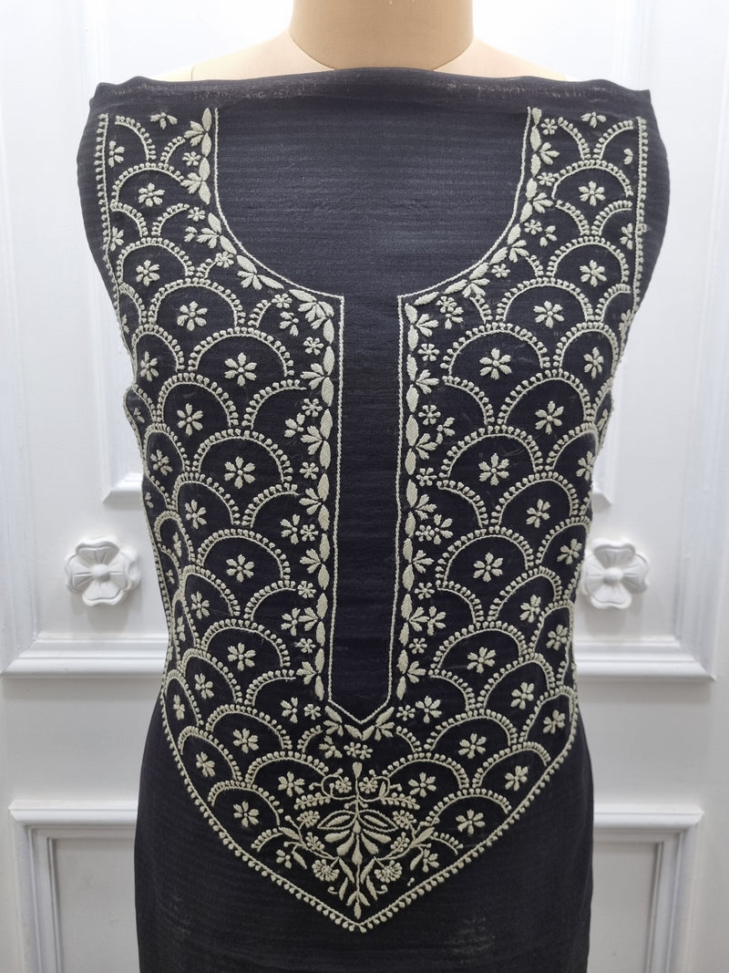 Chanderi Silk 2 Pc Set - Black