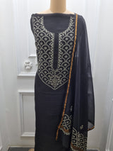 Chanderi Silk 2 Pc Set - Black