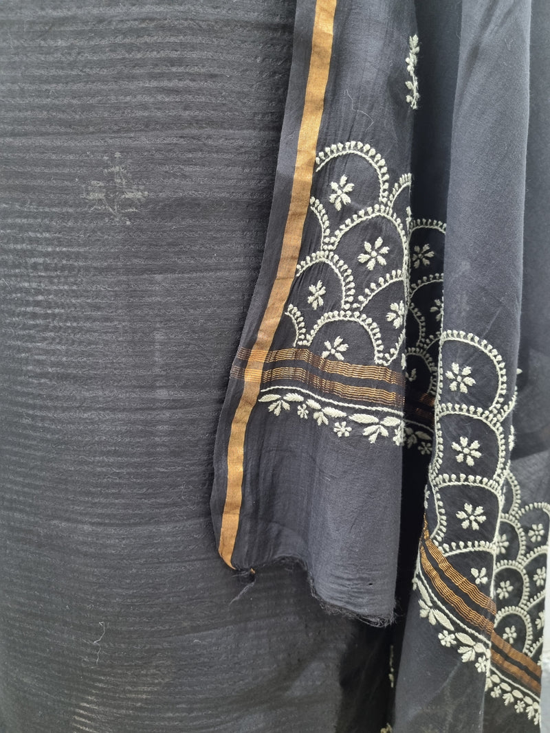 Chanderi Silk 2 Pc Set - Black