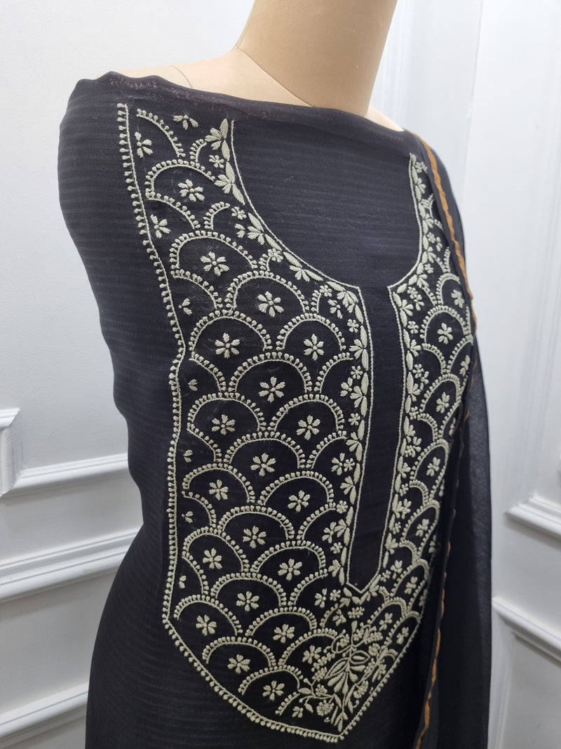 Chanderi Silk 2 Pc Set - Black