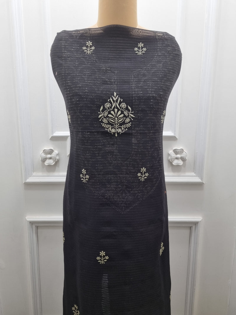 Chanderi Silk 2 Pc Set - Black