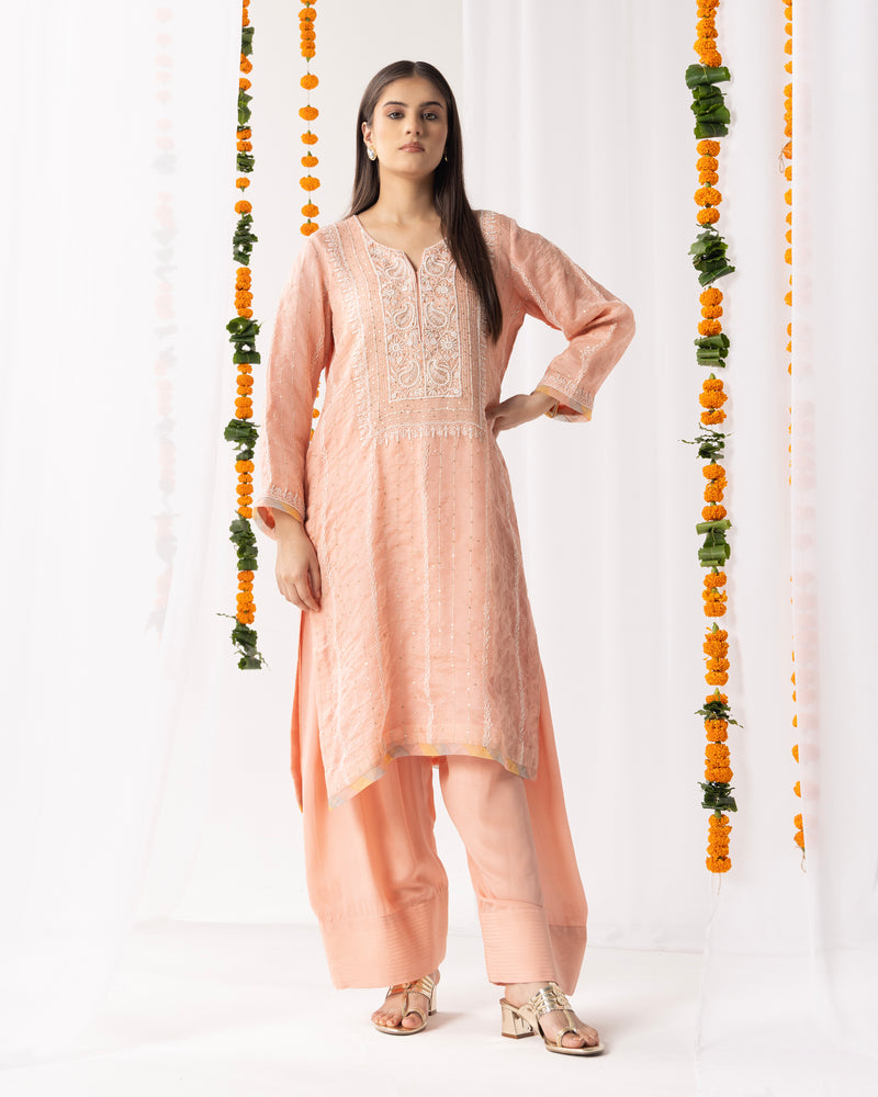 Noor-E-Gulab Kurta Set with Multicolour Dupatta