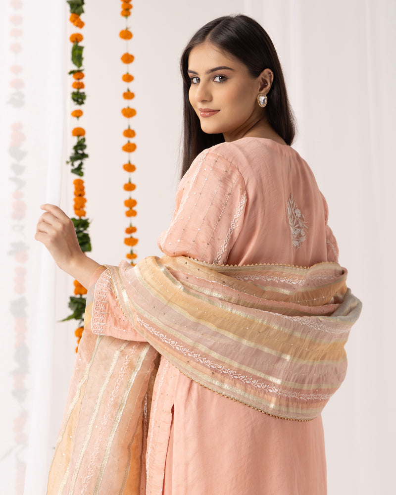 Noor-E-Gulab Kurta Set with Multicolour Dupatta